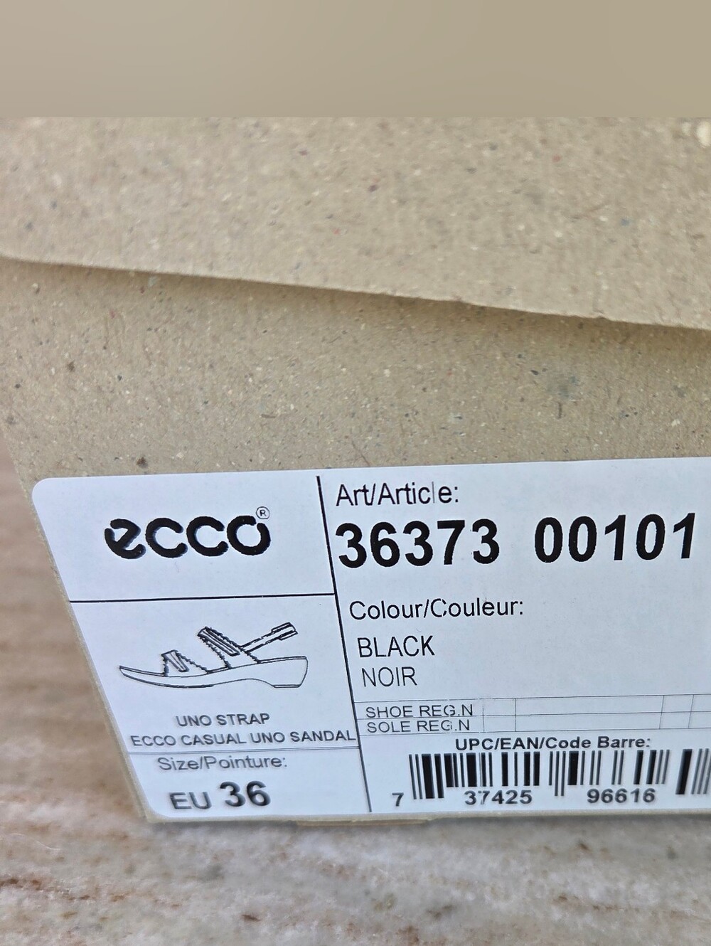 ECCO Casual Uno Black Leather Comfort Sandals Size 36 (US 5.5-6) - Picture 9 of 9